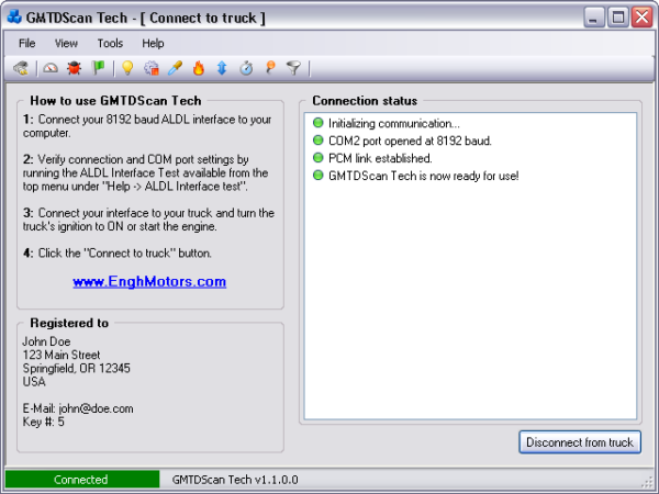 GMTDScan Tech - Connect to truck