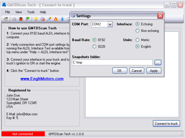 GMTDScan Tech - Settings